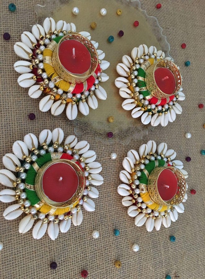 thriftkart Metal Heavy Design Hand Made Decorative Diya - Pack of 4 | Tea Light Candle Holder for Festival, Occasion, Diwali & Home Decoration - Image 3